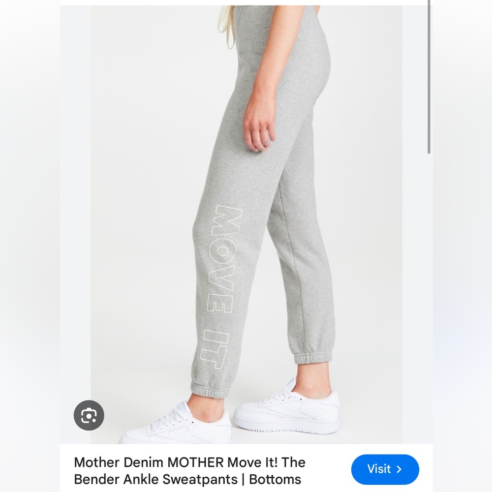 NWOT MOTHER Light Gray Joggers with 'MOVE IT' Print